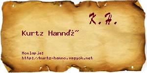 Kurtz Hannó névjegykártya